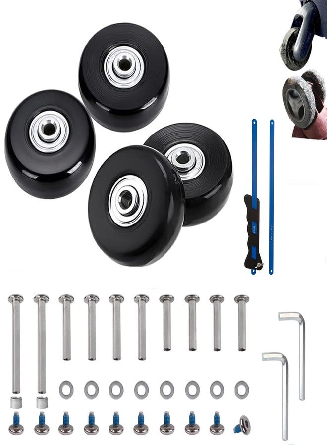 EVARSOL 60mm 4PCS Luggage Suitcase Replacement Wheels and Hacksaw for Trolley Case Travel Bags Caster Inline Roller Skating Roller Swivel Rubber Bearings Casters Repair Kits with Axles 30mm&35mm&60mm - Image 1